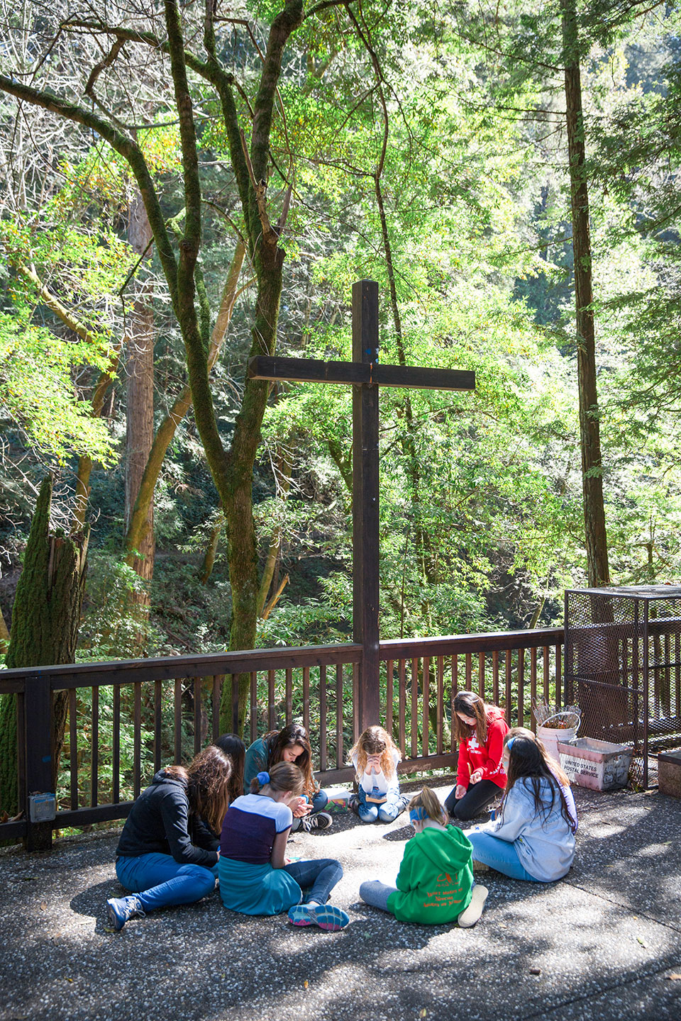 A small group praying